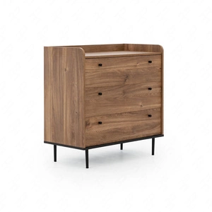 Komoda Apallo 90 cm dub brandy castello originální design vysoké okraje horní desky masiv na kovových nohách