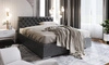 Čalouněná postel Alvorada 140x200 šedá s úložným boxem v moderním skandinávském stylu s prošívaným čelem