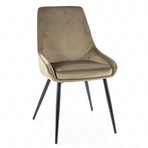 Čalouněná židle Cobe olivově zelené moderní a funkční jídelní židle s kovovými nohami