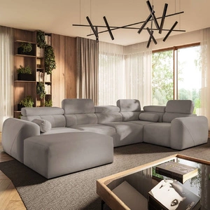 Rohová pohovka s funkcí spaní Cantare IV šedý jasan levá Pečlivě zpracovaná rohová pohovka do obývacího pokoje poskytuje komfort a pohodlí