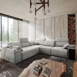 Rohová pohovka s funkcí spaní Tesalia III šedý jasan pravá rohová pohovka s posuvným opěradlem dvě nádoby na lůžkoviny