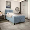 Melba 100x200 tyrkysová kontinentální postel v moderním skandinávském stylu s čalouněným čelem postel s úložným boxem