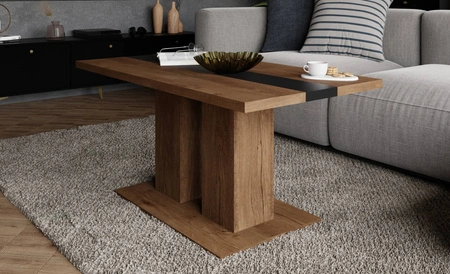 Konferenční stolek Salem dub lefkas / černý moderní designový nábytek odolný proti polití horní desky