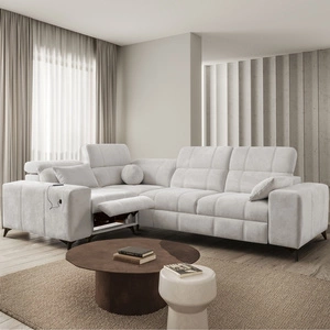 Rohová sedací souprava s funkcí spaní Penejos II Lux šedý jasan levá pohodlná rohová sedací souprava do obývacího pokoje s pohodlným výsuvným podnožníkem