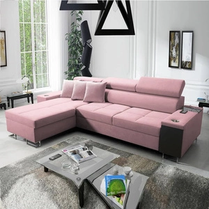 Rohová rozkládací pohovka Dafni Indian rose levý samet sametový komfort a funkčnost při každodenním odpočinku