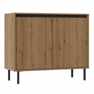 Komoda Osaka 100 cm dub evoke / černá minimalistický design ideální pro obývací pokoje a ložnice vkusné drážkované čelo