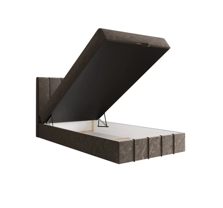 Kontinentální postel Casey 100x200 světle hnědá v moderním skandinávském stylu s čalouněným čelem postele s úložným boxem