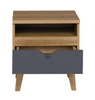 Noční stolek se zásuvkou Memone dub zlatý / grafitová stylová skříňka do ložnice nebo pokoje pro mládež ve skandinávském stylu