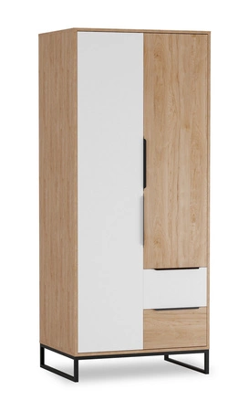 Šatní skříň Imola 80 cm dub hickory / bílá funkční kus nábytku ideální šatní skříň do pokoje pro mladé, šatny nebo předsíně