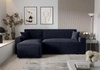 Rohová sedací souprava s funkcí spaní Brandon Bis námořnická modrá levá měkká tkanina s charakteristickou smyčkovou povrchovou nádobou na lůžkoviny