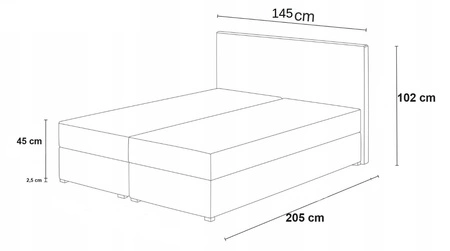 Černá kontinentální postel Luton 140x200 v moderním skandinávském stylu s výrazným čelem