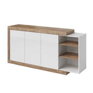 Komoda Sintra 180 cm dub samdal / bílý lesk originální design ideální pro interiéry ve skandinávském stylu systém push to open