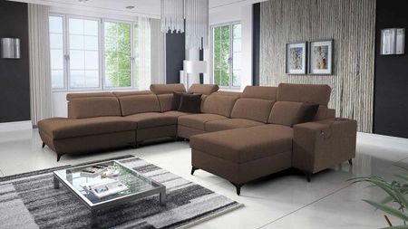 Kelly Sleek X rozkládací pohovka světle hnědá pravá extrémně elegantní rohová pohovka do obývacího pokoje s nastavitelnými opěrkami hlavy