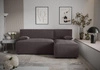 Rohová sedací souprava s funkcí spaní Brandon graphite pravá strana měkká tkanina s charakteristickou smyčkovou povrchovou nádobou na lůžkoviny