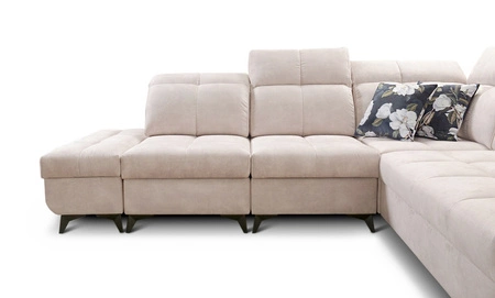 Rohová sedací souprava s funkcí spaní Buffalo IX grafitová levá strana stylová rohová sedací souprava do pokoje z velurové tkaniny dekorativní polštáře