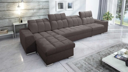 Pohovka na spaní Luigi XII hnědá levá stylová rohová pohovka do obývacího pokoje v minimalistickém a elegantním provedení