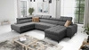 Rohová sedací souprava s funkcí spaní Bolmso VI grafitová pravá strana pohodlná rohová sedací souprava s nastavitelnými opěrkami hlavy dekorativní prošívání na sedáku