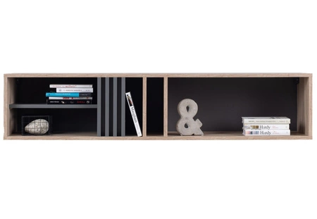 Regál Estan 140 cm dub estan světlý / antracitový moderní designový nábytek vysoce kvalitní hrany regálu se speciální dýhou