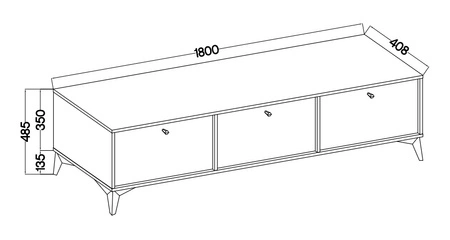 RTV skříň Kioto I 180 cm černá grafitová stylový design kovové nohy skříň s dvířky otevíranými dolů nadčasové barvy