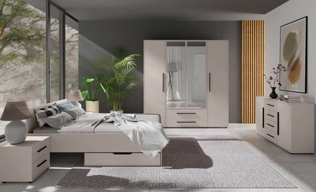 Postel Maxione 160x200 cm béžová ideální postel do ložnice pro milovníky minimalistického uspořádání vysoké pohodlné čelo