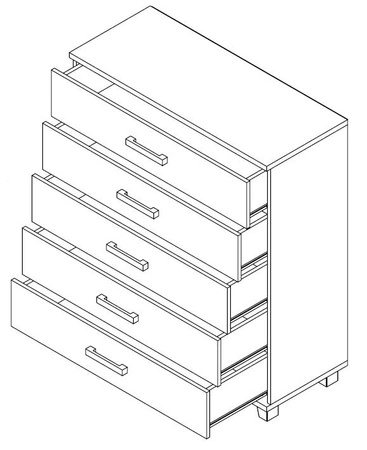 Komoda Maximus 100 cm dub sonoma světlý modernistický design komoda zásuvky na válečkových pojezdech