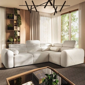 Rohová pohovka s funkcí spaní Cantare II slonovinová kost pravá pohodlná rohová pohovka do obývacího pokoje se stylovým charakterem měkká látka