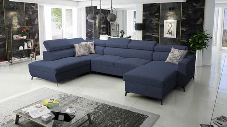 Rohová sedací souprava s funkcí spaní Savona VI navy blue pravá elegantní a pohodlná rohová sedací souprava do obývacího pokoje se dvěma kontejnery na lůžkoviny