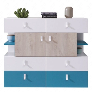 Komoda Niko 110 cm bílá / dub / mořská ideální do pokoje pro mládež stylová a funkční
