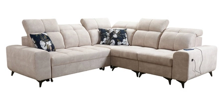 Rohová sedací souprava s funkcí spaní Buffalo III tmavě béžová komfortní pravá rohová sedací souprava s estetickou povrchovou úpravou s kontejnery na lůžkoviny