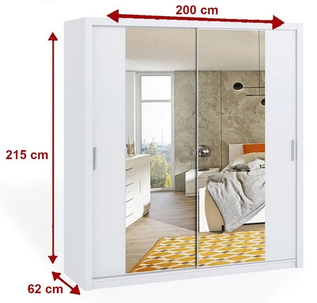 Posuvná skříň Rico se zrcadlem 200 cm dub klášterní funkční nábytek v klasickém stylu skříň určená do ložnice nebo předsíně