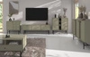 Sada nábytku do obývacího pokoje Kioto III eukalyptus stylový design elegantní nábytek na kovovém černém rámu decentní úchytky