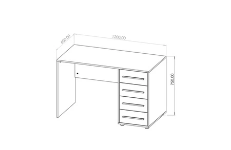 Psací stůl Maxione 120 cm bílý moderní psací stůl se zásuvkami univerzální design ideální pro pokoj teenagera nebo kancelář