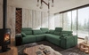 Rohová pohovka s funkcí spaní Tesalia III mátově zelené levá pohodlná rohová pohovka s posuvným opěradlem dvě nádoby na lůžkoviny