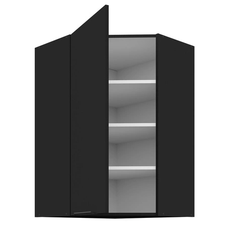 Rohová kuchyňská nástěnná skříňka černá 60x60 GN-90 1F kovová hrana úchytka skříňka odolná proti vlhkosti a poškození