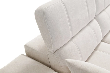 Rohová sedací souprava s funkcí spaní Penejos II Lux tmavě béžová pravá pohodlná rohová sedací souprava do obývacího pokoje s pohodlným výsuvným podnožníkem