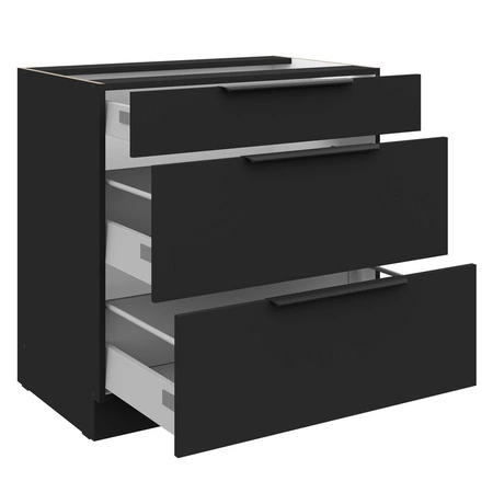 Rohová sestava kuchyňského nábytku Brianza / Černá 330x210 cm kovové úchytky skříněk vypadají skvěle v moderních interiérech