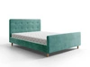 Čalouněná postel Isara 160x200 zelená s úložným prostorem v moderním skandinávském stylu s výrazným čelem a podnožkou