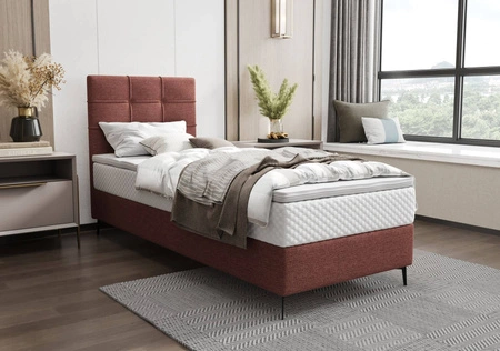 Kontinentální postel Irvine 80x200 cihlová stylová postel s úložným prostorem na lůžkoviny a vysokým čelem zaujme svým elegantním designem