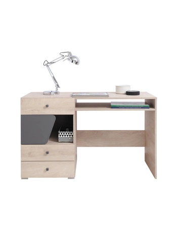 Psací stůl se zásuvkami Dzeta 125 cm dub / antracit stylový a funkční do pokoje pro mládež