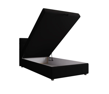 Kontinentální postel Fresno 100x200 černá v moderním skandinávském stylu s čalouněným čelem postele s úložným boxem