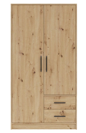 Caspe 100 cm dubová řemeslná šatní skříň moderní design povrchová úprava ABS a černé úchytky