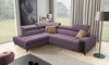 Rohová sedačka s funkcí spaní Bolmso VII fialová levá elegantní rohová sedačka do obývacího pokoje se zásuvkou a kontejnerem na lůžkoviny