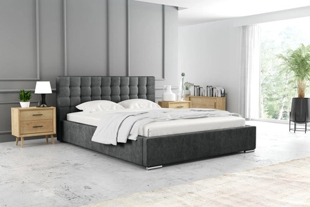 Čalouněná postel Umiky 160x200 tmavě šedá stylová postel s úložným prostorem na lůžkoviny pohodlný podhlavník zaujme svým elegantním designem