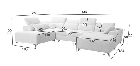 Rohová pohovka s funkcí spaní Penejos VI zelená pravostranná stylová rohová pohovka se dvěma lůžkovinami odolná látka