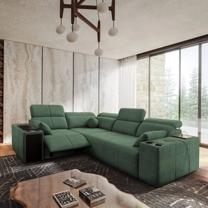 Rohová pohovka s funkcí spaní Tesalia II Lux mint levá pohodlná rohová pohovka s posuvným opěradlem a výsuvnou podnožkou