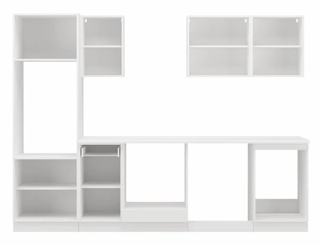 Kuchyňská sestava Toni 270 cm bílá / mořská s pracovní deskou vypadá skvěle v moderních interiérech