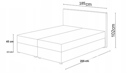 Černá kontinentální postel Luton 180x200 v moderním skandinávském stylu s výrazným čelem