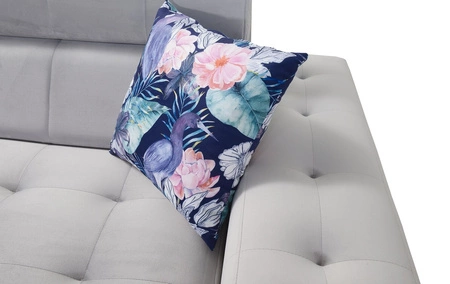 Rohová pohovka s funkcí spaní Hampton II světle hnědá levá stylová rohová rozkládací pohovka měkké čalounění typ látky samet