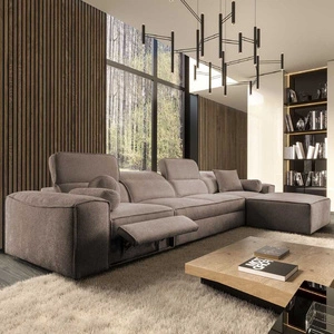 Rohová sedací souprava s funkcí spaní Viano XII Lux světle hnědá pravá designová rohová sedací souprava do obývacího pokoje s pohodlným výsuvným podnožníkem