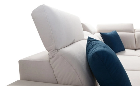 Kelly Sleek X černá levá rohová sedačka s funkcí spaní mimořádně elegantní rohová sedačka do obývacího pokoje s nastavitelnými opěrkami hlavy